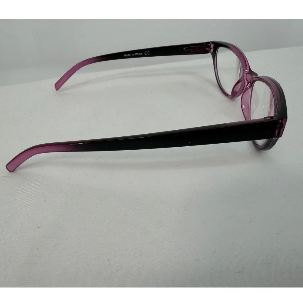 Norperwis Cat Eye Reading Glasses Black Purple Ombre Two Tone Pouch Chic 104-56
